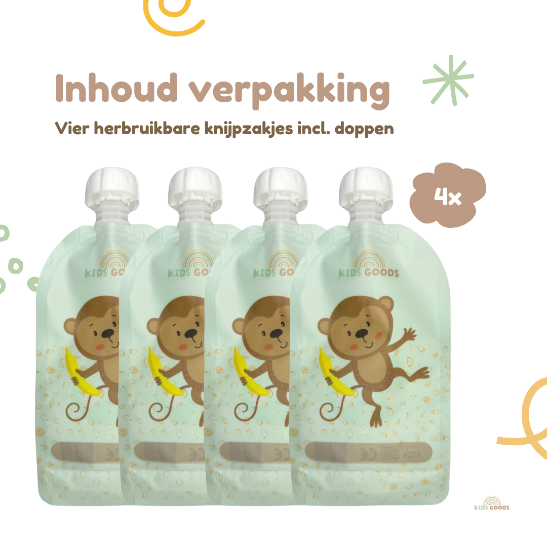 Herbruikbare knijpzakjes – Set van 4