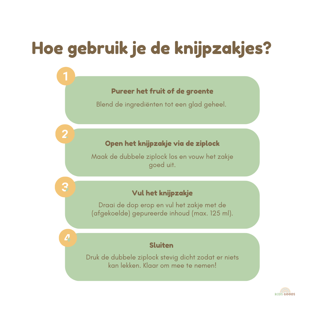 Herbruikbare knijpzakjes – Set van 4