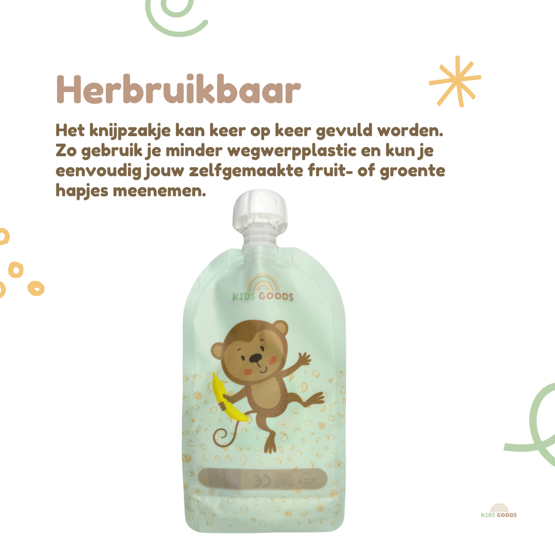 Herbruikbare knijpzakjes – Set van 4