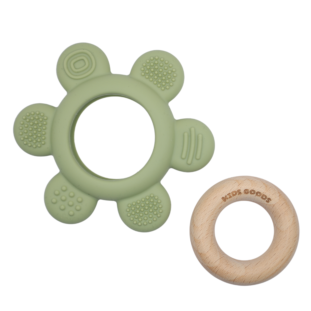 Silicone Teething Ring Green - BPA Free