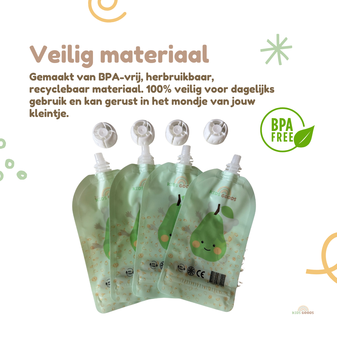 Herbruikbare knijpzakjes – Set van 4