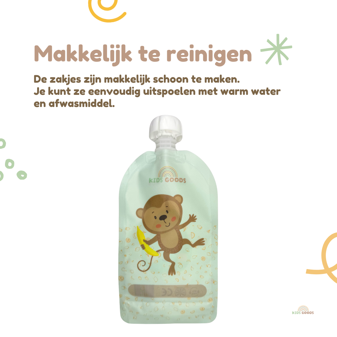 Herbruikbare knijpzakjes – Set van 4